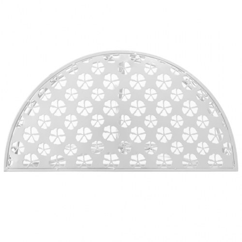 Halvrundt sidebord i vintagestil - metal, 72×36×74 cm, sølvfarvet
