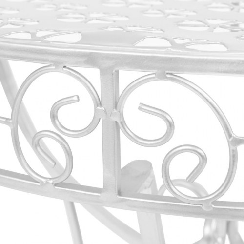 Halvrundt sidebord i vintagestil - metal, 72×36×74 cm, sølvfarvet