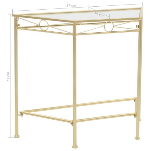 Sidebord i vintagestil - metal, guldfarvet, 87 × 34 × 73 cm