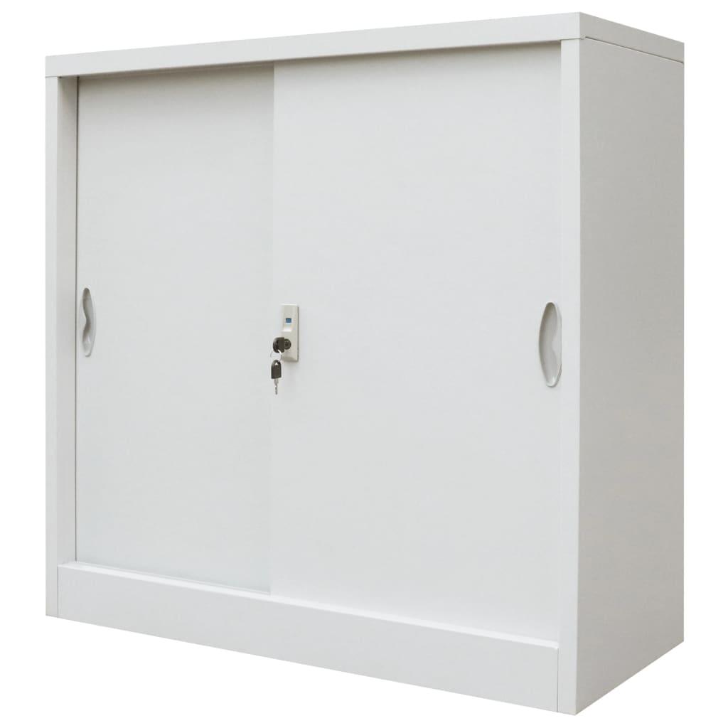 Kontorskab med glidedøre metal 90 x 40 x 90 cm grå