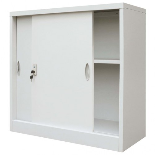 Kontorskab med glidedøre metal 90 x 40 x 90 cm grå