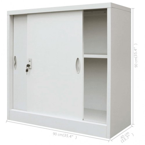 Kontorskab med glidedøre metal 90 x 40 x 90 cm grå
