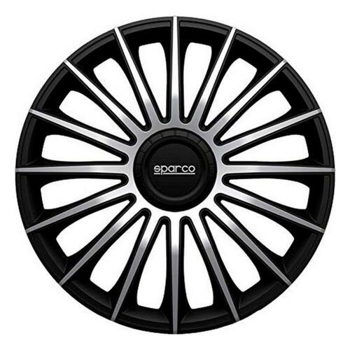 Hjulkapsel Sparco Torino CS5 Sort Sølvfarvet 15" (4 uds)