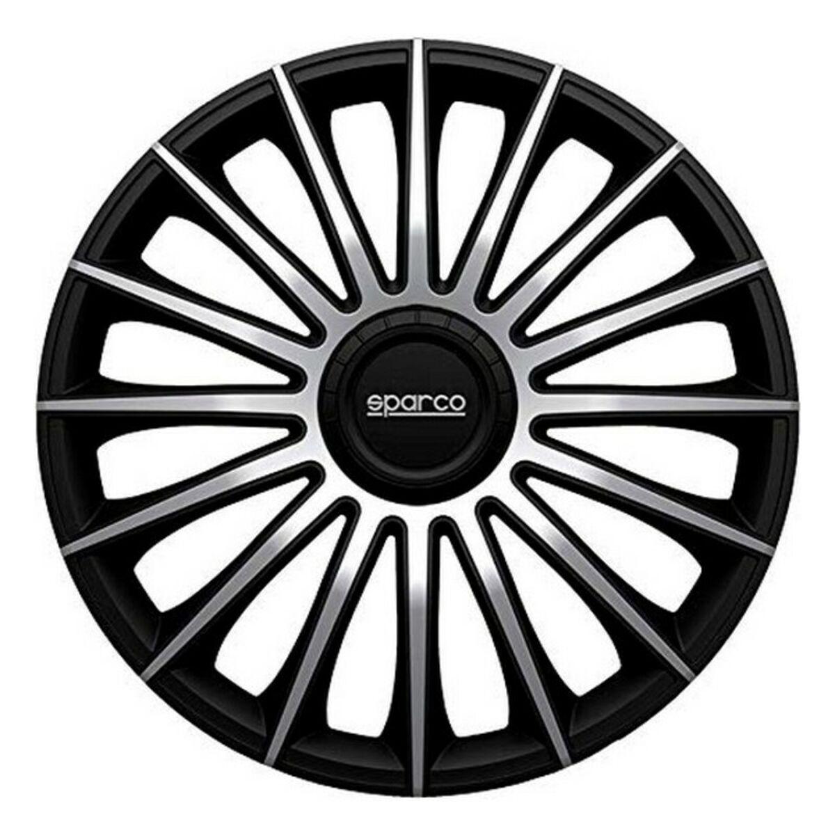 Hjulkapsel Sparco Torino CS5 Sort Sølvfarvet 15" (4 uds)