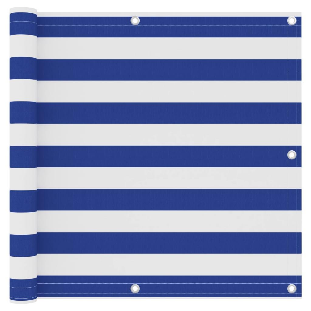 Altanafskærmning 90x300 cm oxfordstof hvid og blå billede
