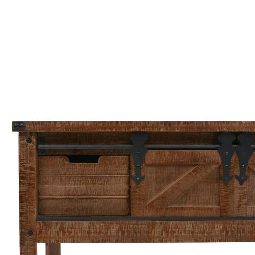 Konsolskab i massivt grantræ 131 x 35,5 x 75 cm brun