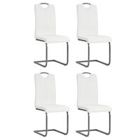 Spisebordsstole med cantilever 4 stk. kunstlæder hvid