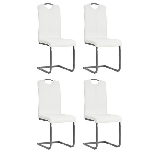 Spisebordsstole med cantilever 4 stk. kunstlæder hvid