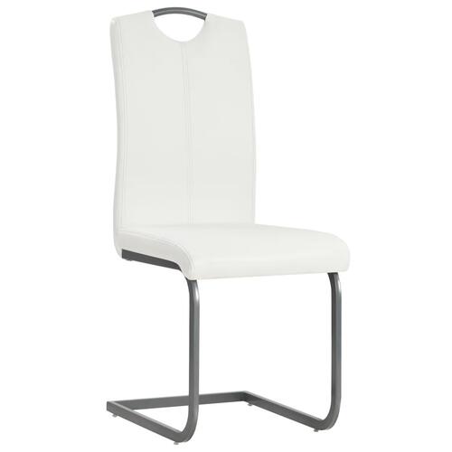 Spisebordsstole med cantilever 4 stk. kunstlæder hvid