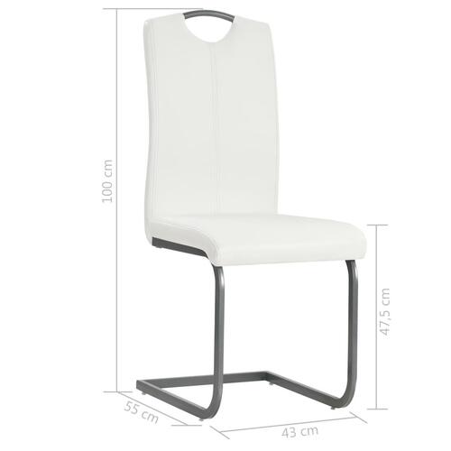 Spisebordsstole med cantilever 4 stk. kunstlæder hvid