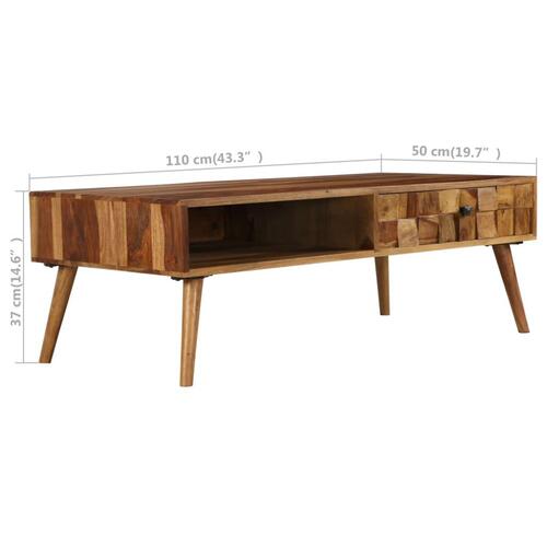Sofabord i massivt sheeshamtræ med honningfarvet finish 110 x 50 x 37 cm