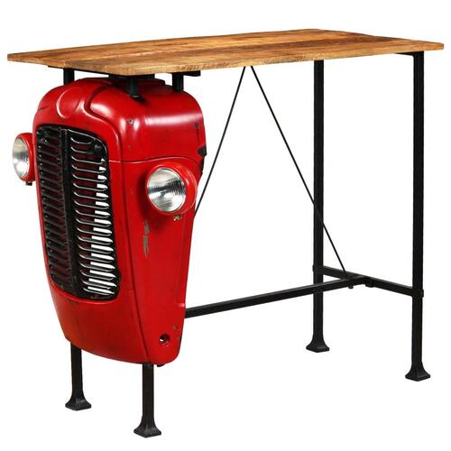 Traktor-barbord i massivt mangotræ rød 60 x 120 x 107 cm