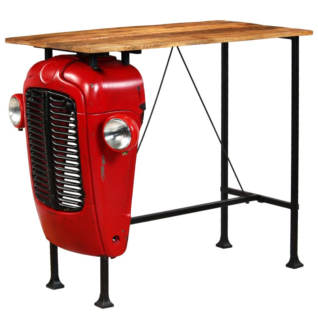 Traktor-barbord i massivt mangotræ rød 60 x 120 x 107 cm