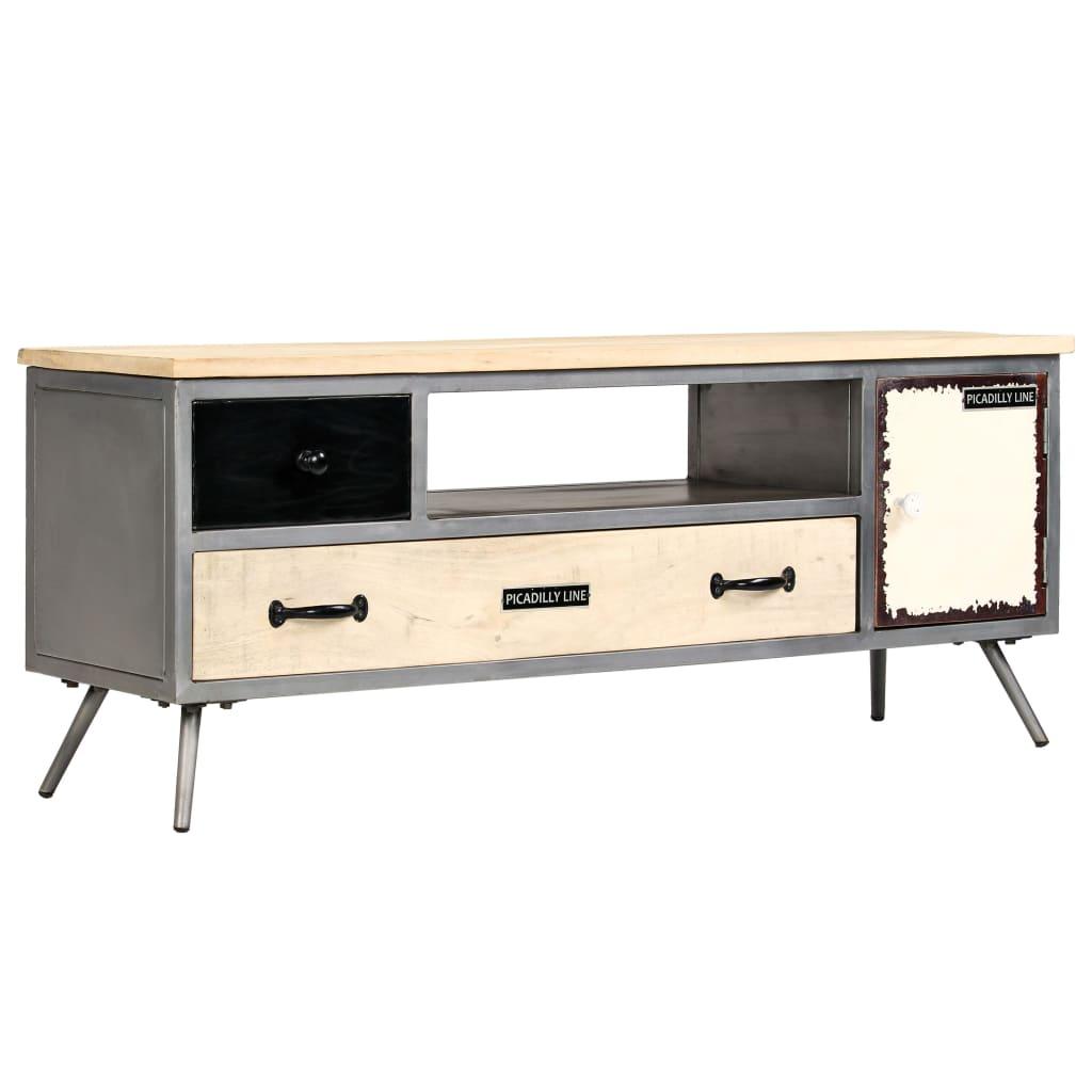 TV-skab massivt mangotræ og stål 120 x 30 x 45 cm