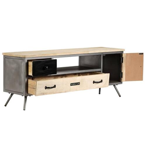 TV-skab massivt mangotræ og stål 120 x 30 x 45 cm