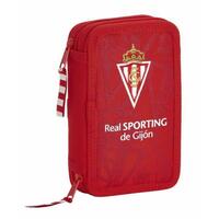 Dobbelt penalhus Real Sporting de Gijón Rød 12.5 x 19.5 x 4 cm (28 Dele)