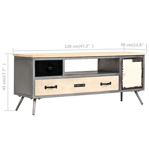 TV-skab massivt mangotræ og stål 120 x 30 x 45 cm