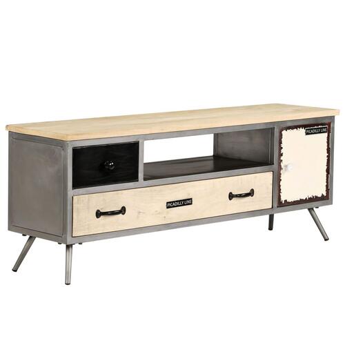 TV-skab massivt mangotræ og stål 120 x 30 x 45 cm