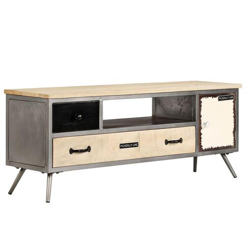 TV-skab massivt mangotræ og stål 120 x 30 x 45 cm