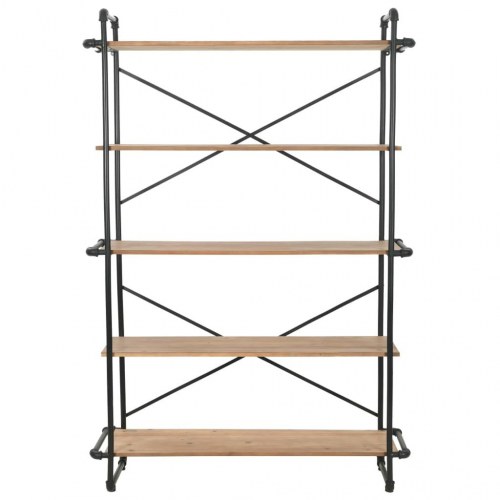 Bogreol 120x42x180 cm massivt grantræ og stål