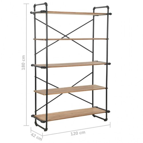 Bogreol 120x42x180 cm massivt grantræ og stål