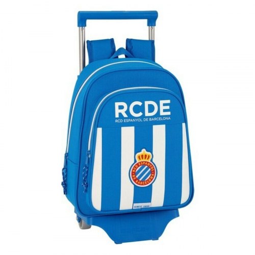 Skolerygsæk med hjul RCD Espanyol - blå/hvid (27 × 10 × 67 cm)