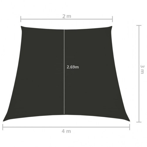 Solsejl 2/4x3 m trapezformet oxfordstof antracitgrå
