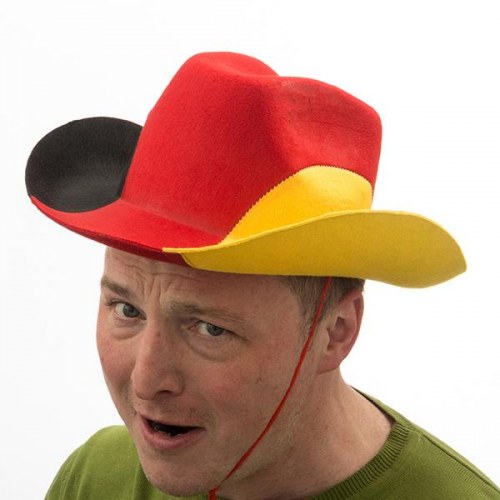 Tysk Flag Cowboyhat - festhat i rød, gul og sort