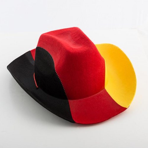 Tysk Flag Cowboyhat - festhat i rød, gul og sort