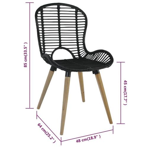 Spisebordsstole 2 stk. naturlig rattan sort