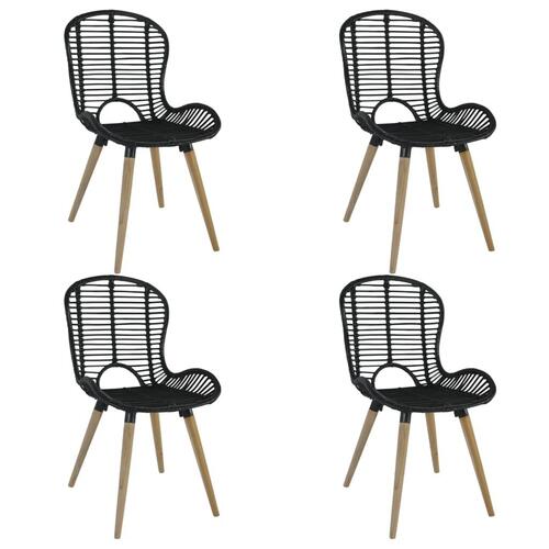 Spisebordsstole 4 stk. naturligt rattan sort