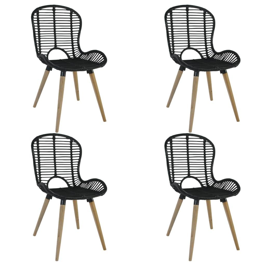 Spisebordsstole 4 stk. naturligt rattan sort