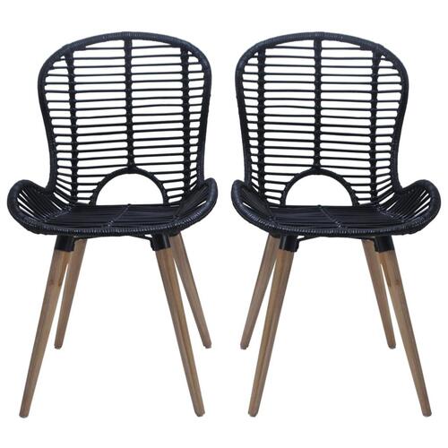 Spisebordsstole 4 stk. naturligt rattan sort