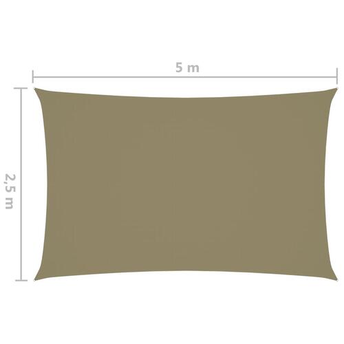 Solsejl 2,5x5 m rektangulær oxfordstof beige