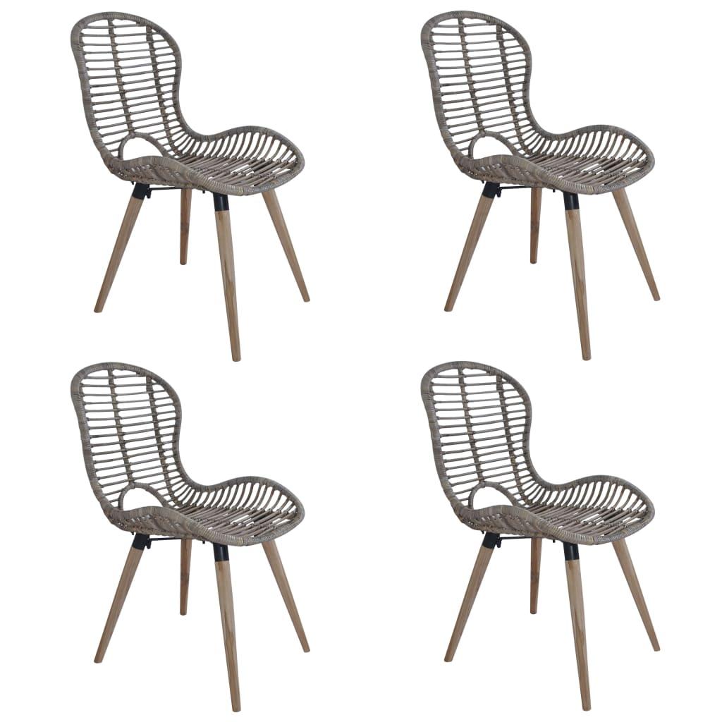 Spisebordsstole 4 stk. naturlig rattan brun