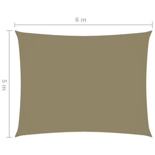 Solsejl 5x6 m rektangulær oxfordstof beige