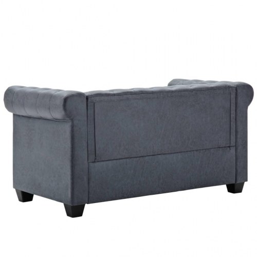 2-personers Chesterfield-sofa imiteret ruskind grå