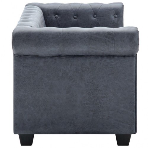 2-personers Chesterfield-sofa imiteret ruskind grå