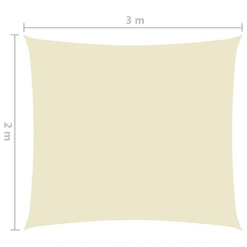 Solsejl 2 × 3 m - rektangulær, oxfordstof, cremefarvet