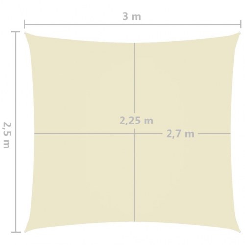 Solsejl 2,5 × 3 m rektangulært i oxfordstof - creme