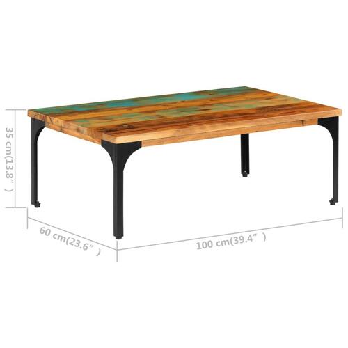 Sofabord 100x60x35 cm massivt genbrugstræ