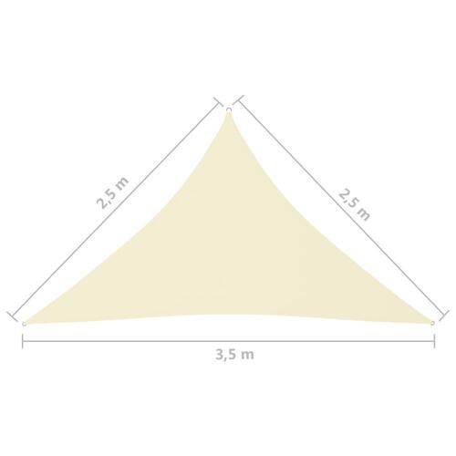 Solsejl 2,5x2,5x3,5 m trekantet oxfordstof cremefarvet