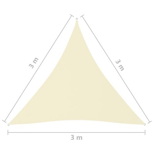 Solsejl 3x3x3 m oxfordstof trekantet cremefarvet