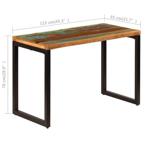 Spisebord 115x55x76 cm massivt genbrugstræ og stål