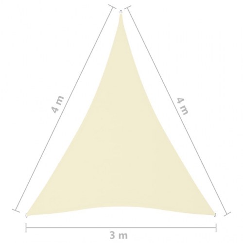 Solsejl trekant 3×4×4 m - oxfordstof, cremefarvet