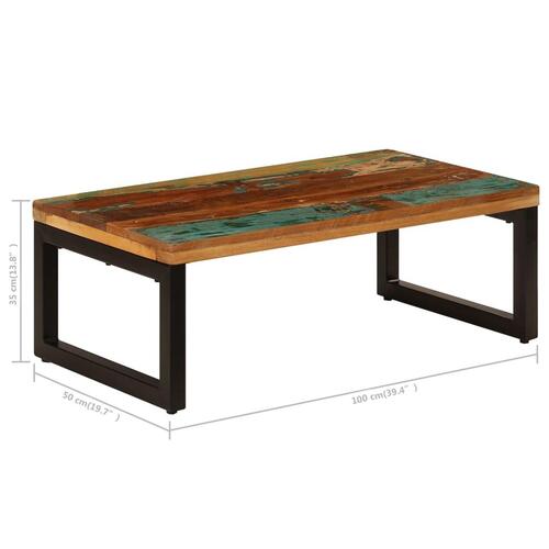 Sofabord 100x50x35 cm massivt genbrugstræ og stål