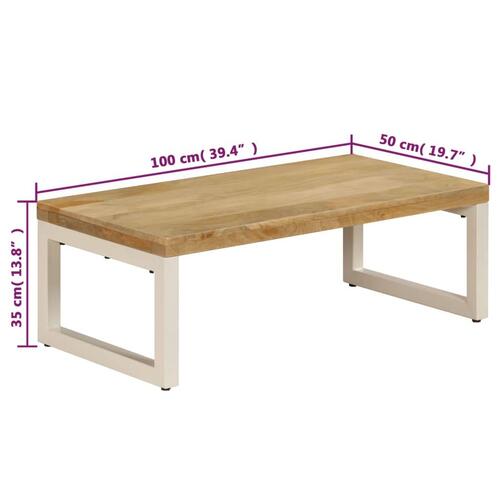 Sofabord 100x50x35 cm massivt mangotræ og stål