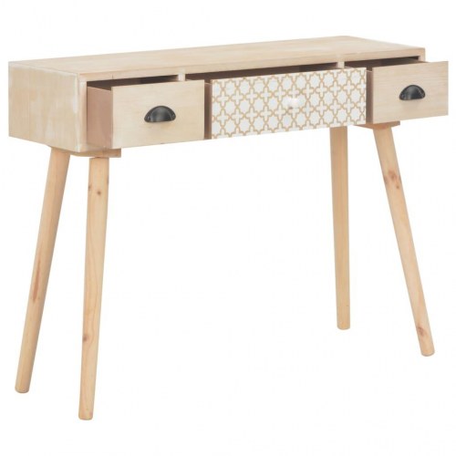 Konsolbord med 3 skuffer 100 x 30 x 73 cm massivt fyrretræ
