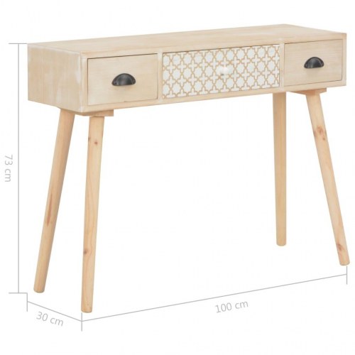 Konsolbord med 3 skuffer 100 x 30 x 73 cm massivt fyrretræ
