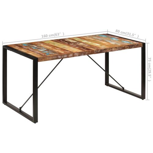 Spisebord 160x80x75 cm massivt genbrugstræ